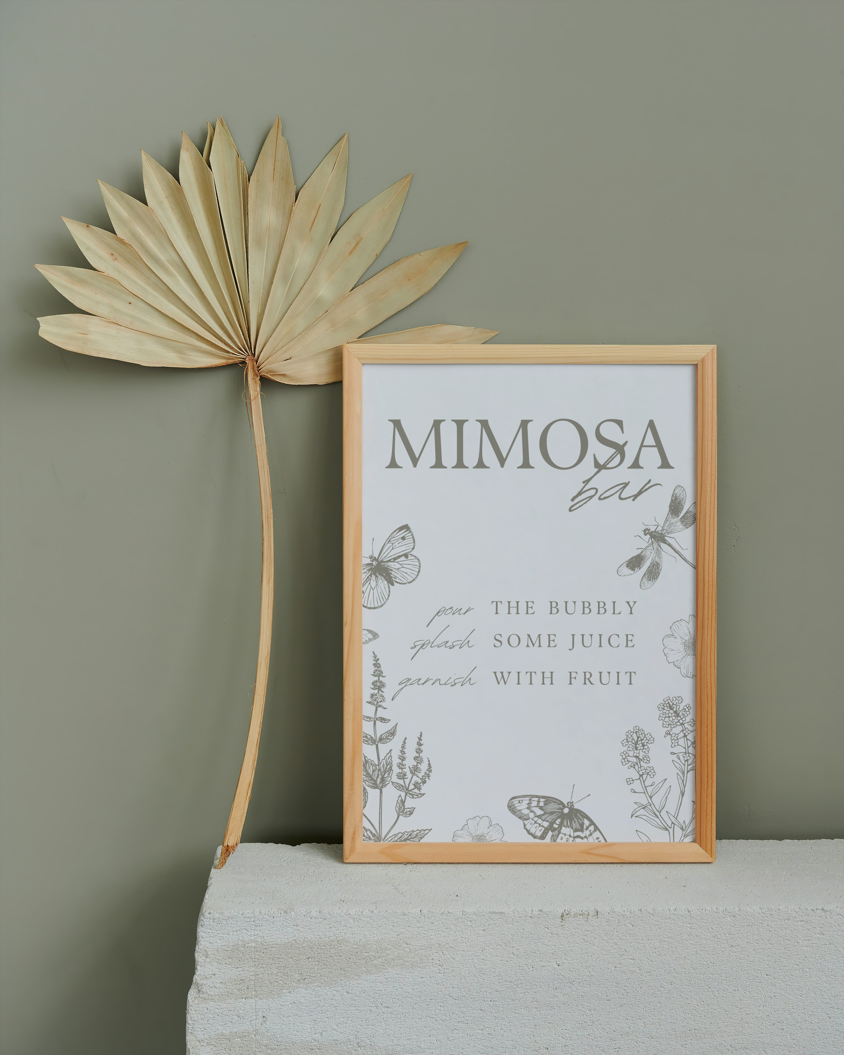 Printable Olive Garden Mimosa Bar Sign, Floral Bridal Shower sign, Wedding Brunch Bubbly Bar Sign