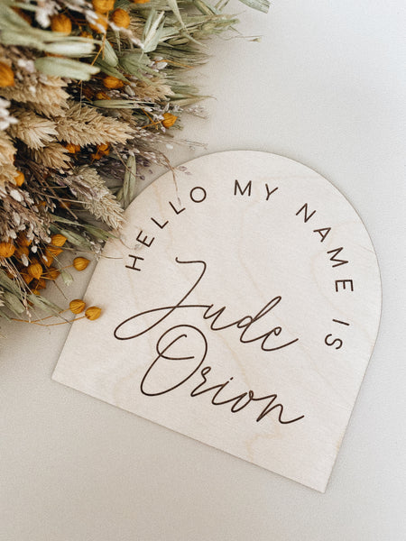Hello My Name Is Sign, Boho Baby Arrival Sign Announcement