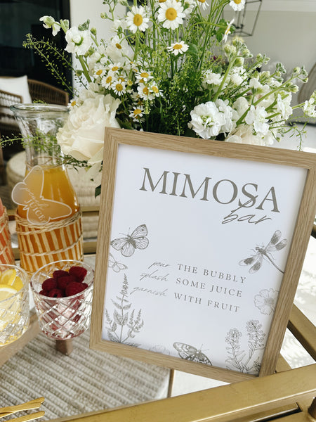 Printable Olive Garden Mimosa Bar Sign, Floral Bridal Shower sign, Wedding Brunch Bubbly Bar Sign