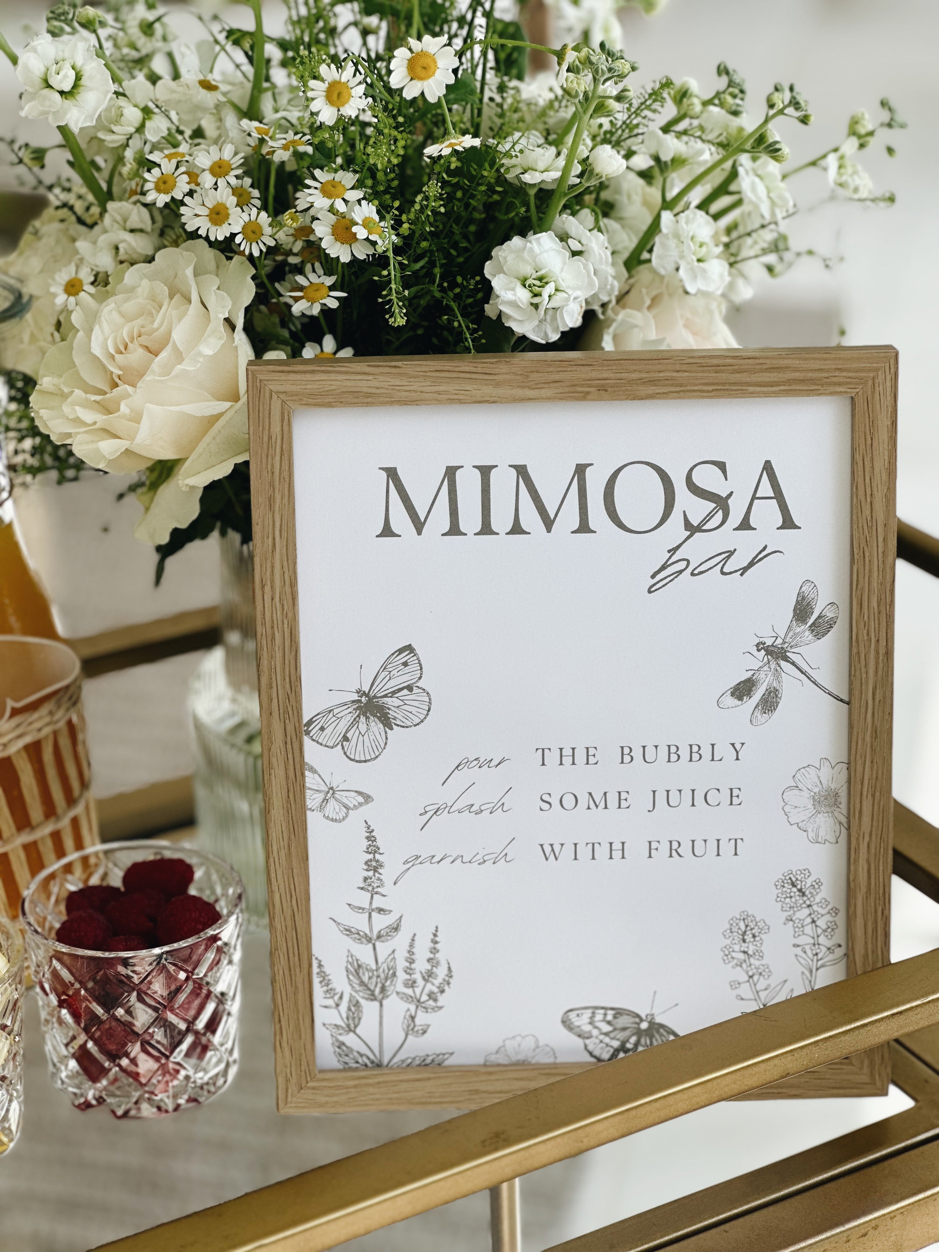 Printable Olive Garden Mimosa Bar Sign, Floral Bridal Shower sign, Wedding Brunch Bubbly Bar Sign