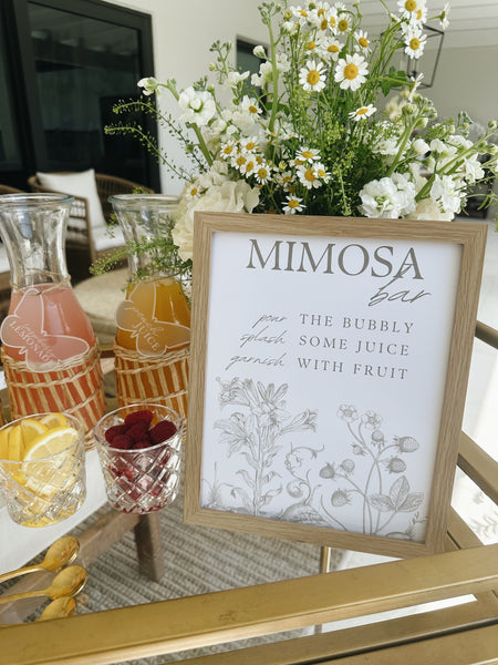 Mimosa Butterfly Juice Labels, Acrylic Refreshment Event Labels, Baby Shower Refreshment Decor