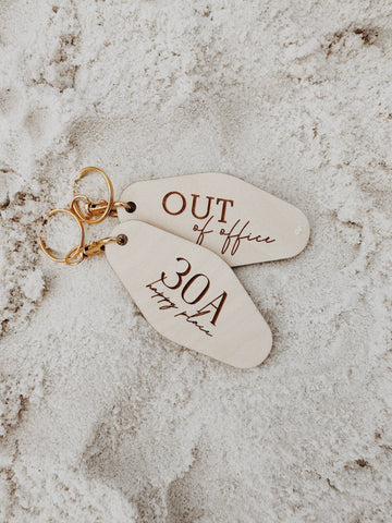 Out Of Office Motel Keychain / 30A Vacation Key Ring