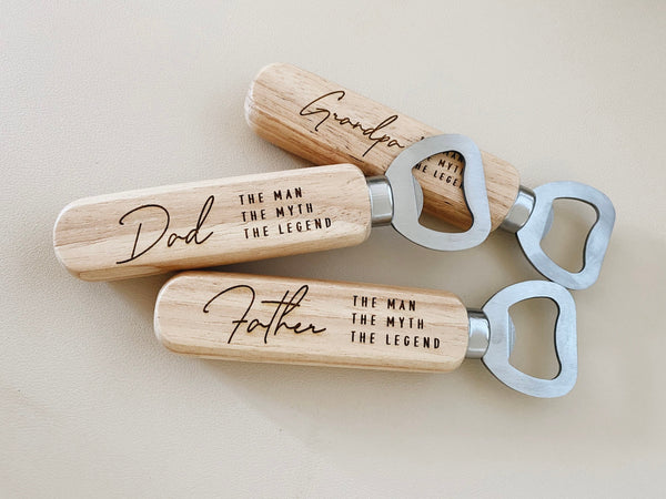 Personalized Bottle Opener, Wooden Beer Opener, Gifts For Dad, The Man Myth Legend, Gift From Son, Dad Birthday Gift, Gift For Him