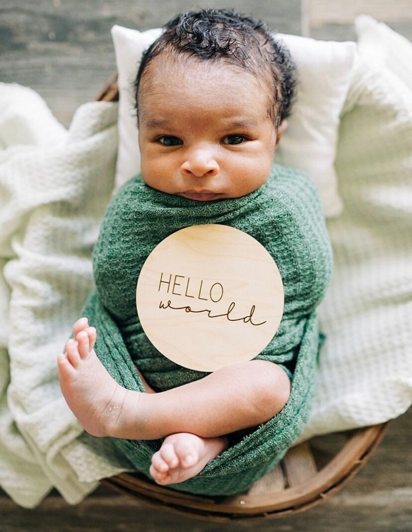 Hello World Sign - Baby birth announcement sign
