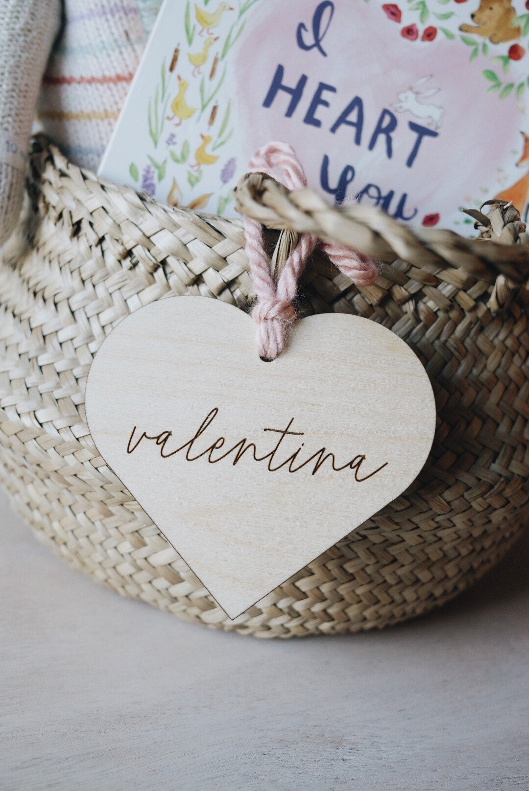 Valentine’s Day Basket Tag, Heart Shaped Gift Tag, Custom Basket Marker, Gift For Him, Gift For Her