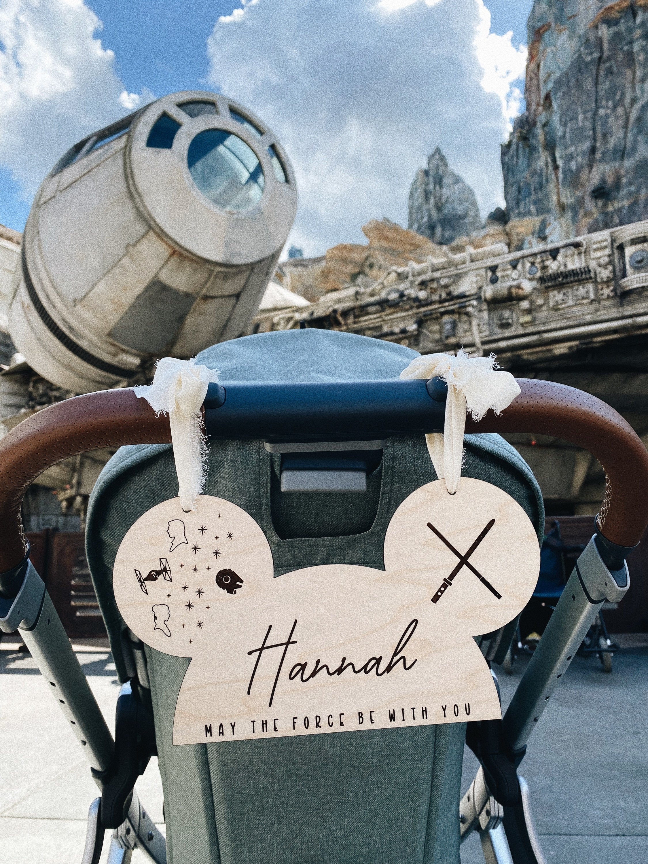 Disney Inspired Mouse Ears Stroller Tag, WDW Personalized Wood Stroller Tag, Kids Stroller Sign, Stroller Mickey Hat, Mickey Ears Decor