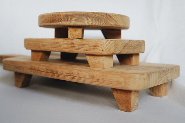 Round Soap Stand, Large Kitchen Tray, Sink Decor, Reclaimed Wood, Raw Wood Riser, Shelf Styling
