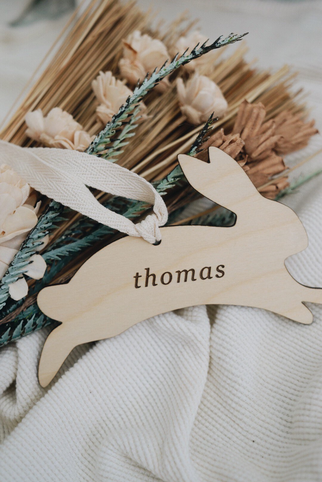 Hopping Easter bunny name tag for baskets