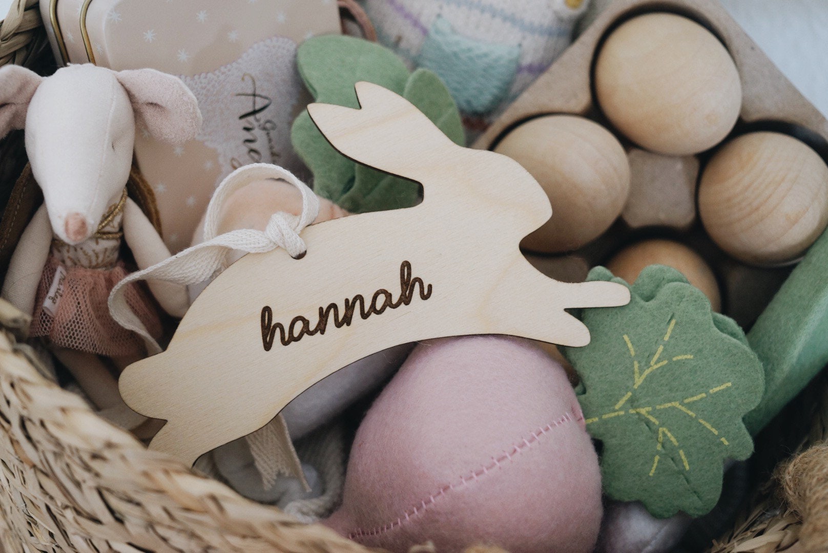 Hopping Easter bunny name tag for baskets