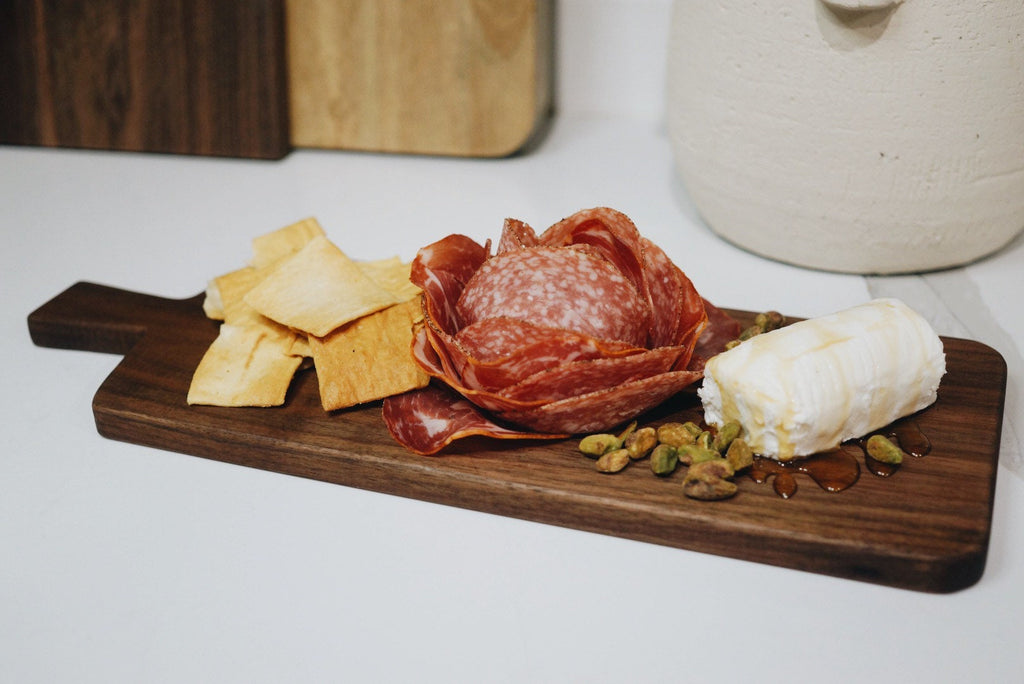 Paddle cheese and charcuterie board, or chopping board