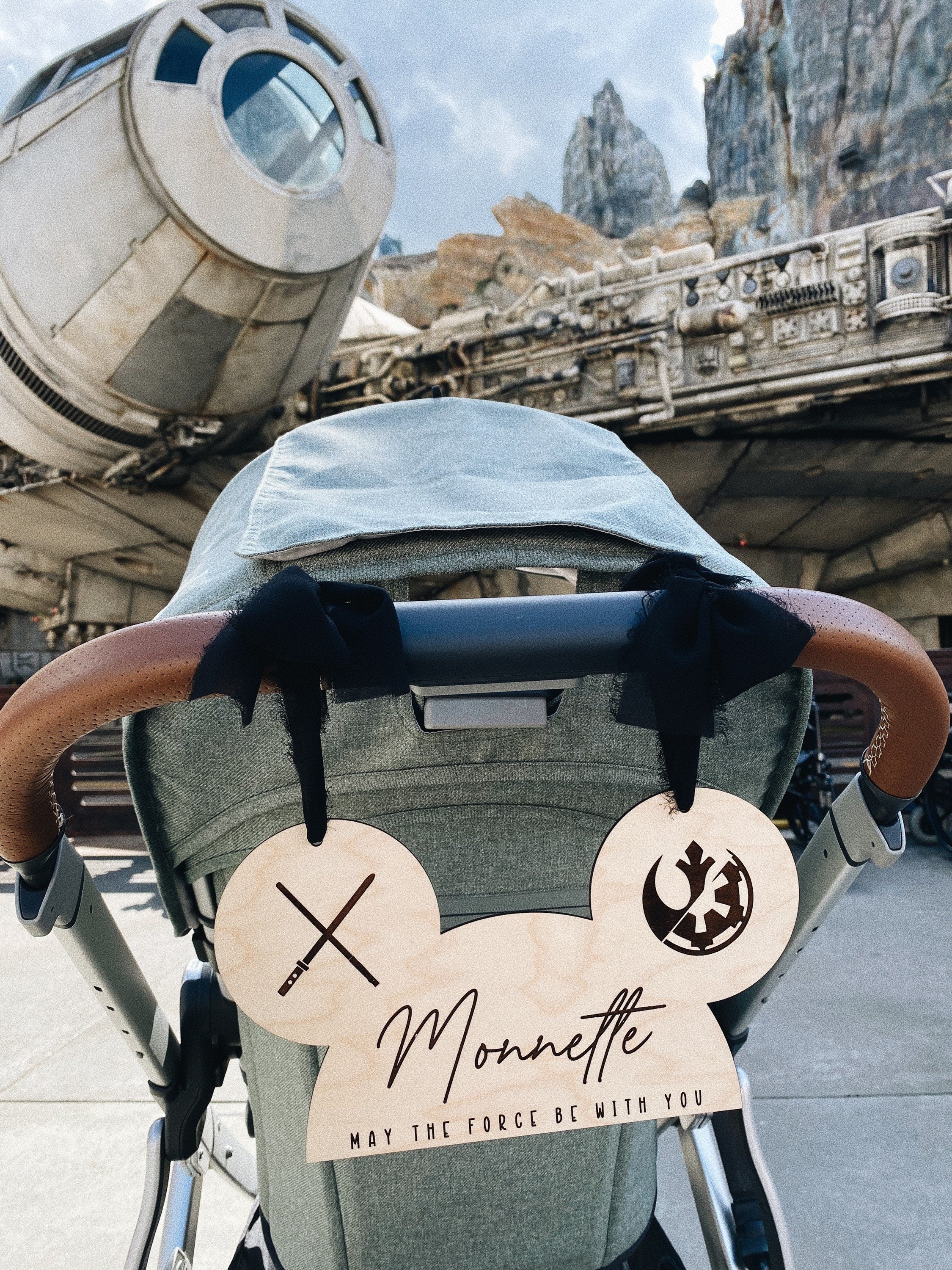 Disney Inspired Mouse Ears Stroller Tag, WDW Personalized Wood Stroller Tag, Kids Stroller Sign, Stroller Mickey Hat, Mickey Ears Decor