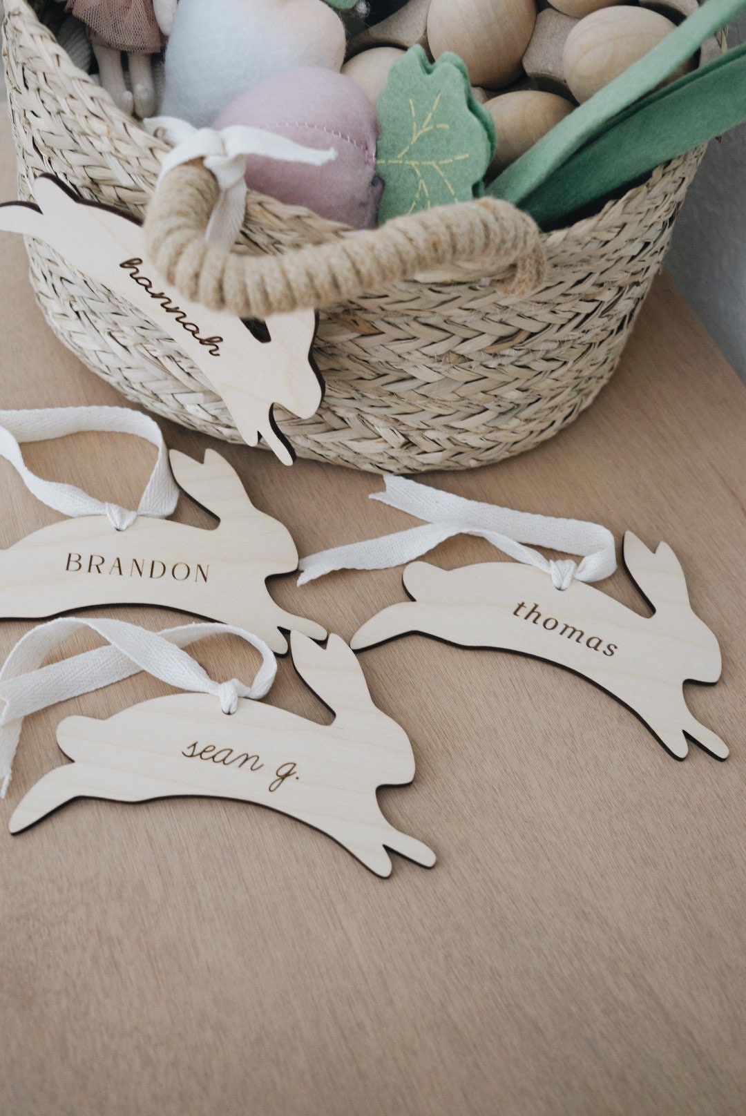 Hopping Easter bunny name tag for baskets
