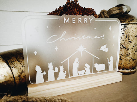 Nativity Set Sign, Merry Christmas Nativity Display, O Holy Night Decor, Modern Farmhouse Decor, Jesus Is Born, The Three Wise Men