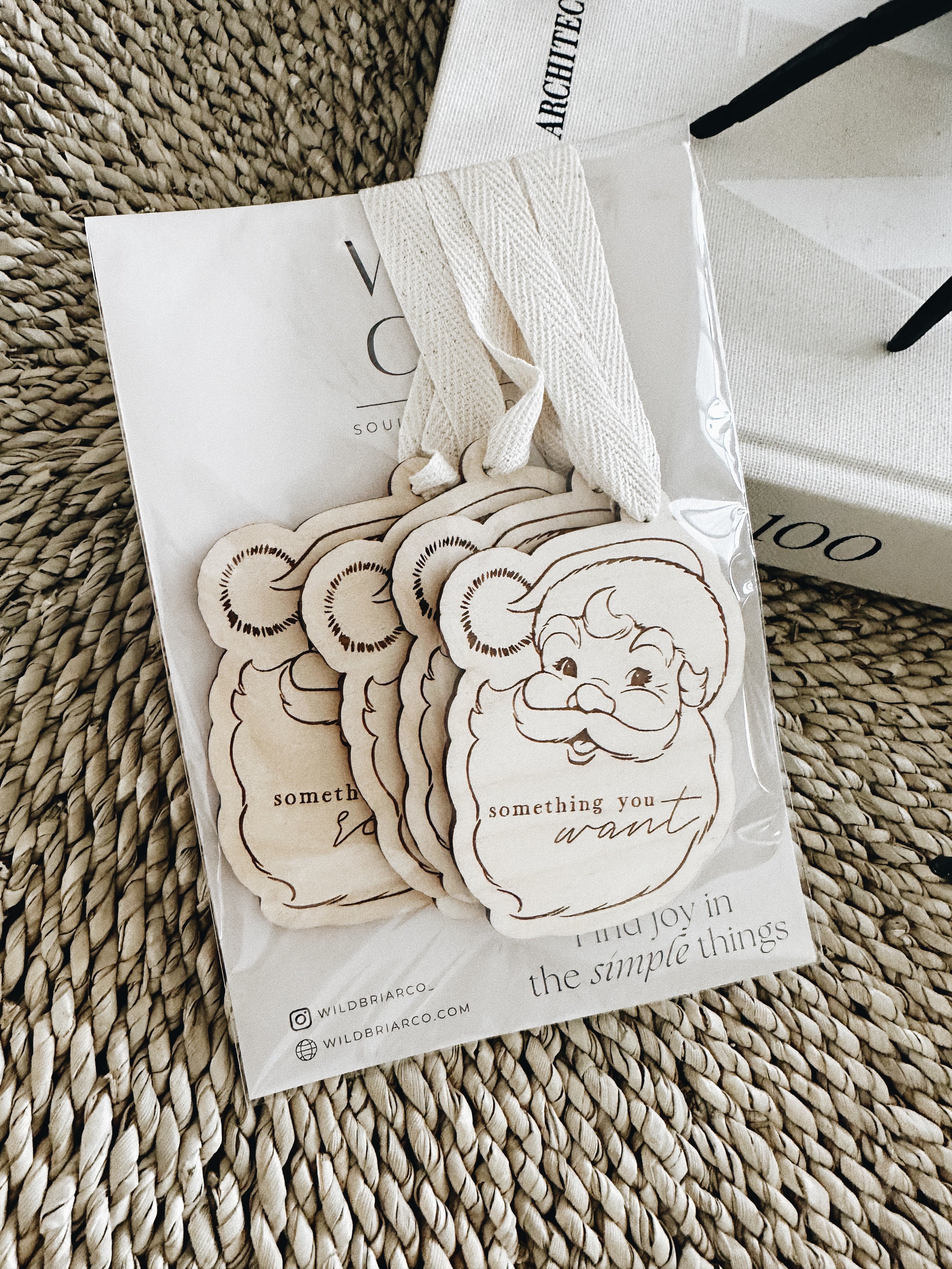 Set Of Santa Claus Something Gift Tags, Secret Santa, Holiday Gifting Baskets, Want Need Wear Read, Christmas Gift For Kids