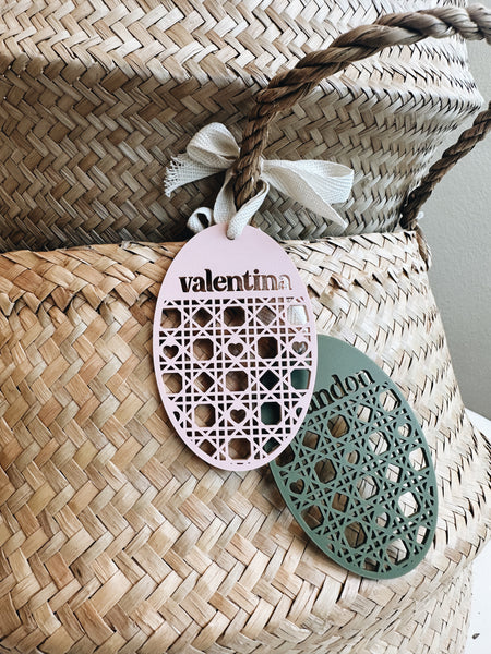Easter Cane Weave Name Tag For Basket