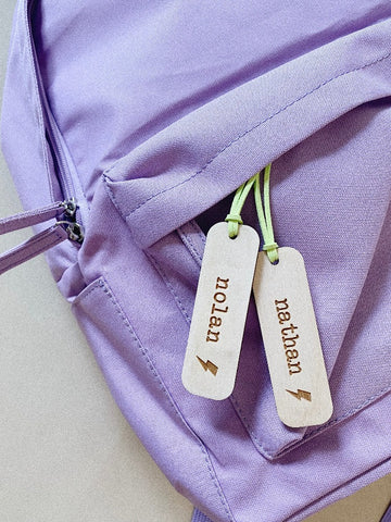 SET OF TWO - Personalized Wooden Backpack & Lunchbox Tags