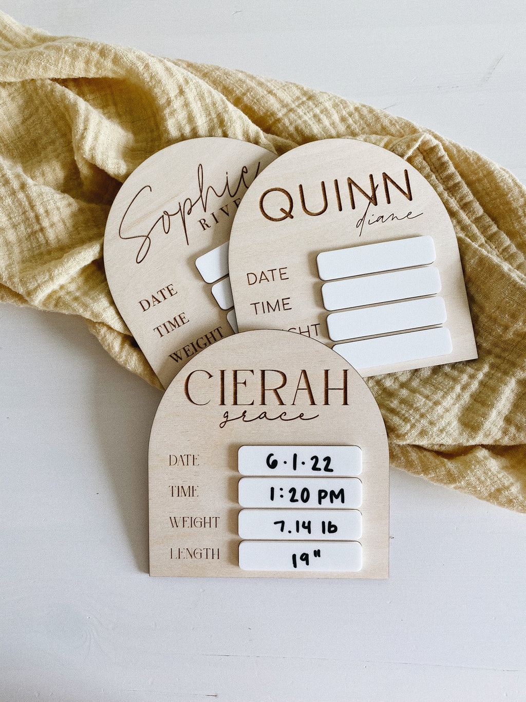 Acrylic & Wood Newborn Hospital Birth Stat Chart