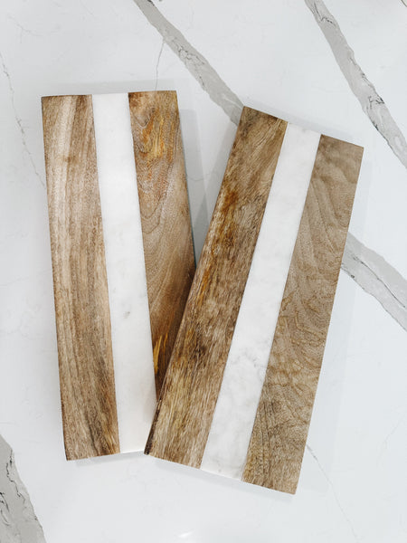 Wooden Marble Serving Board / Kitchen Riser