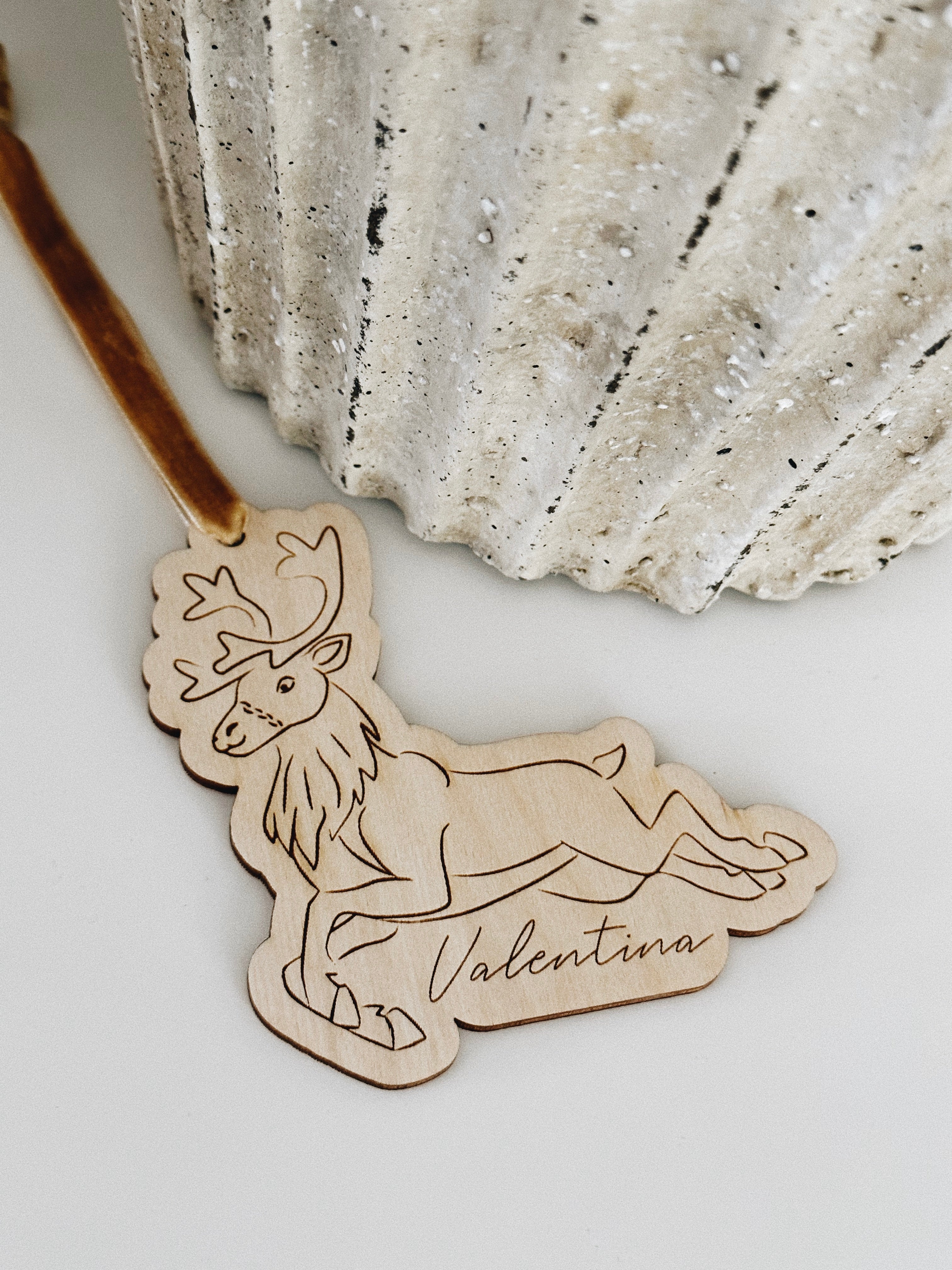 Rudolph Reindeer Name Tag Ornament, Personalized Christmas Tag, Whimsical Christmas Reindeer, Custom Kids Holiday Name Tag